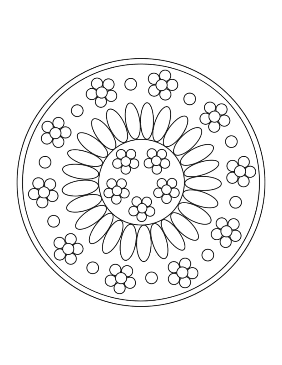 Flower Simple Flower Mandala Kids Coloring Pages Pdf Free Vectors